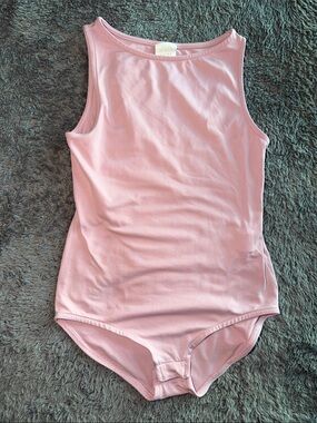 Girls Zara Light Pink Scoop Neck Bodysuit Top